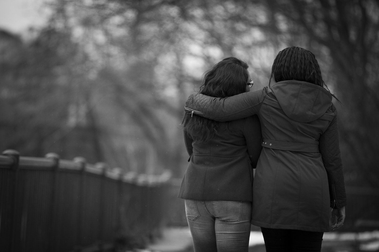Jane Doe 3 with her mother. On location in Boston during the filming of